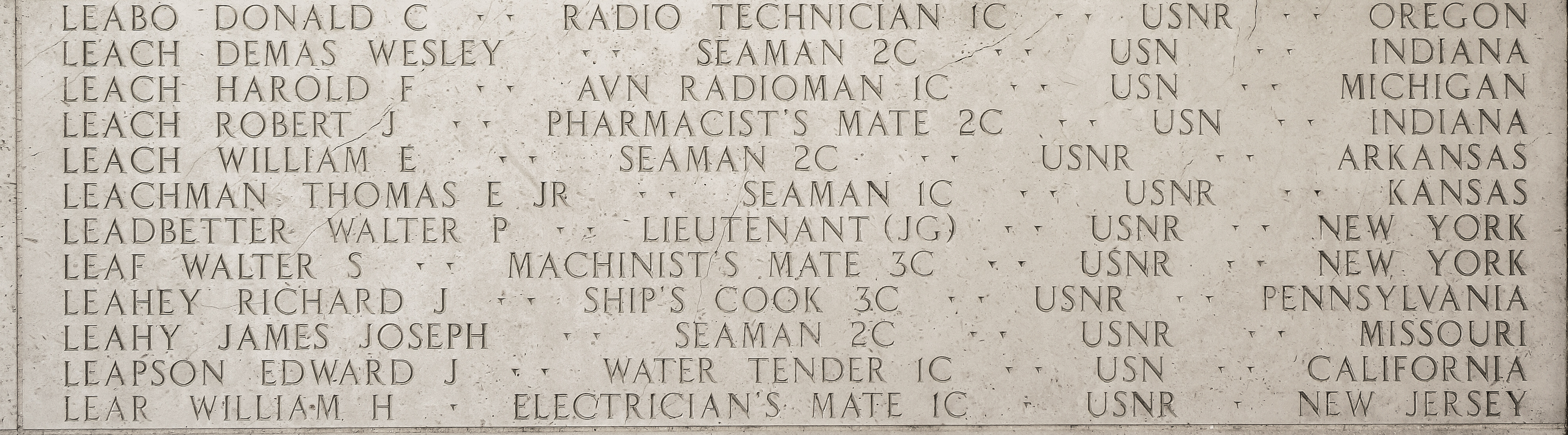 William H. Lear, Electrician's Mate First Class